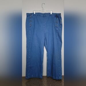Old Navy Extra High-Rise Sky-Hi Wide Leg Sailor Button Blue Denim Jeans